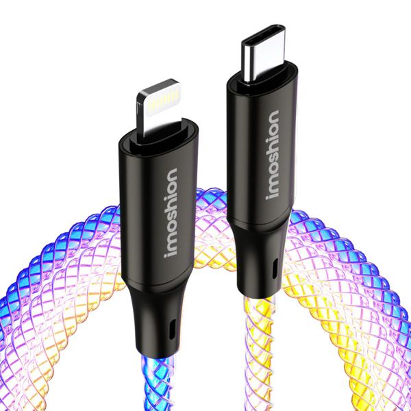 imoshion Leughtendes Schnellladekabel RGB - USB-C zu Lightning Kabel - 2 Meter