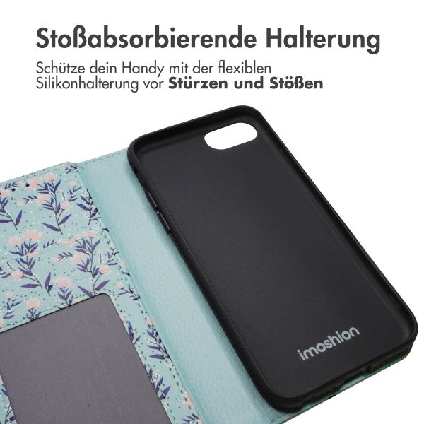 imoshion ﻿Design Klapphülle für das iPhone SE (2022 / 2020) / 8 / 7 / 6(s) - Blue Flowers