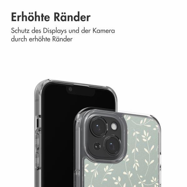 imoshion Design Hülle Apple iPhone 15 - Smoke Green Flowers