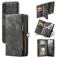 CaseMe Luxuriöse 2-in-1-Portemonnaie-Klapphülle Leder für das Samsung Galaxy A13 (5G) / A04s - Schwarz