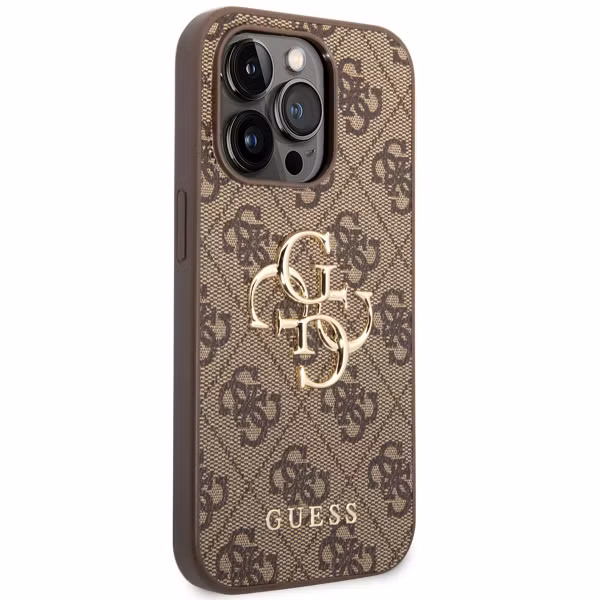 Guess 4G Metal Logo Back Cover Apple iPhone 14 Pro - Braun