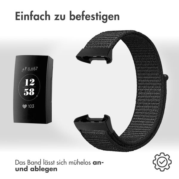 imoshion Nylonarmband für das Fitbit Charge 3 / 4 - Schwarz