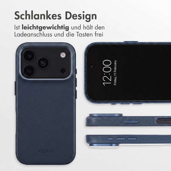 Accezz MagSafe Leather Backcover Apple iPhone 18 Pro Max / 17 Pro Max - Nightfall Blue