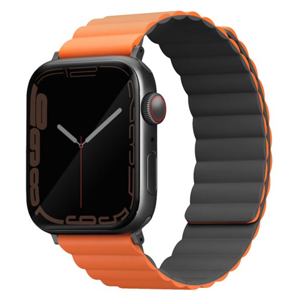 Uniq Revix doppelseitiges Armband für das  Apple Watch Series 1 t/m 11 / SE / Ultra (44/45/46/49 mm) - Charcoal (Grey/Orange)