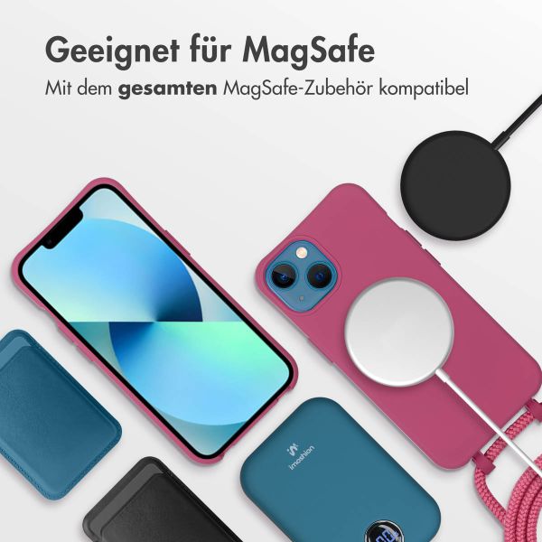 imoshion Color Backcover mit abnehmbarem Handykette und MagSafe Apple iPhone 13 - Raspberry