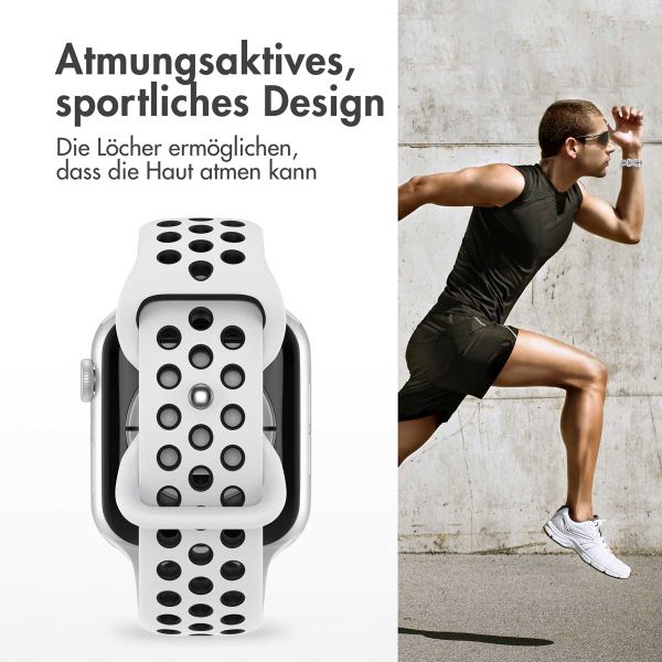 imoshion Sportarmband⁺ für die Apple Watch Series 1 bis 9 / SE (38/40/41 mm) | Series 10 (42 mm) - Größe S/M - Pure Platinum & Black