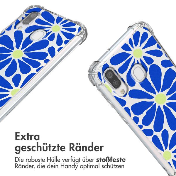 imoshion Design Hülle mit Band Samsung Galaxy A40 - Cobalt Blue Flowers Connect