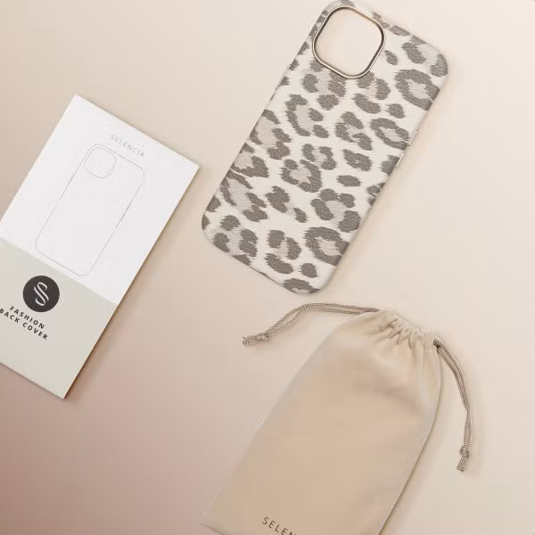 Selencia Sabi Backcover Leopardenmuster mit MagSafe Apple iPhone 14 - Soft Ivory