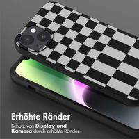 Selencia Silikonhülle design mit abnehmbarem Band für das iPhone 14 Plus - Irregular Check Black