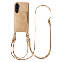 Selencia Nova Croco HandyHülle mit Kordel und Kartenhalter Samsung Galaxy S25 / S24 - Toasted Almond