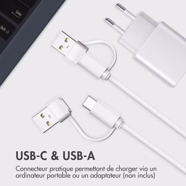 imoshion Ladekabel für die Apple Watch USB-C und USB-A – 0,5 Meter – Weiß