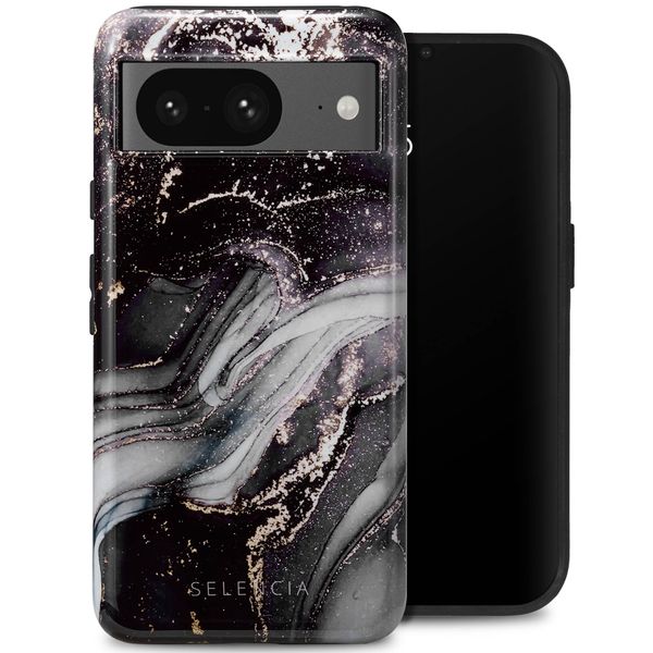 Selencia Vivid Tough Back Cover für das Google Pixel 8 - Chic Marble Black