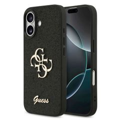 Guess 4G Metal Logo Back Cover mit Glitter Apple iPhone 17 - Schwarz