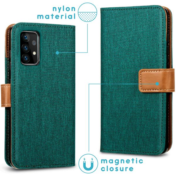 imoshion Luxuriöse Canvas-Klapphülle Samsung Galaxy A52(s) (5G/4G) - Grün