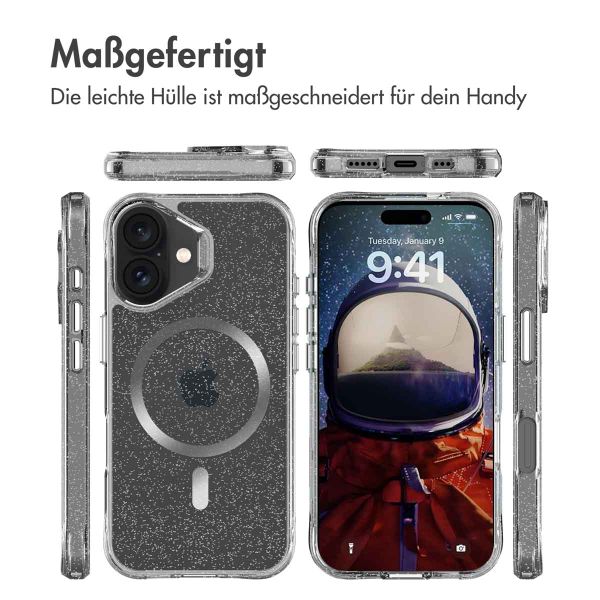 imoshion Glitzer Back Cover mit MagSafe für das iPhone 16 - Silber