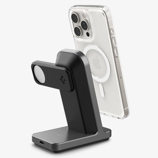 Spigen OneTap Pro | 3-in-1 kabellose Ladestation - Kompatibel mit MagSafe iPhone + AirPods + Apple Watch