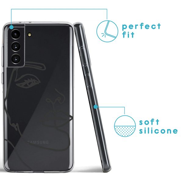 imoshion Design Hülle Galaxy S21 - Abstraktes Gesicht - Schwarz