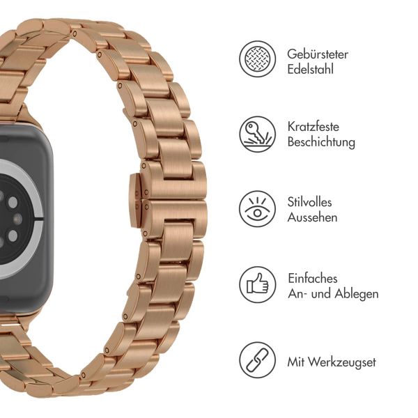 Selencia Slim Stahlgliederarmband für das  Apple Watch Series 1 t/m 9 / SE (38/40/41 mm) | Series 10 / 11 (42 mm) - Rosé gold