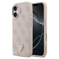 Guess Classic Triangle Logo Leather Back Cover mit MagSafe Apple iPhone 17 - Rosa