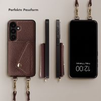 Selencia Sera HandyHülle mit Kordel und Umschlag-Kartenhalter Samsung Galaxy S25 / S24 - Chocolate Brown