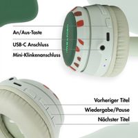 imoshion Kabellose Kinderkopfhörer Dino LED Light - Dezibelbegrenzer - Mit AUX-Kabel - Brown / Orange
