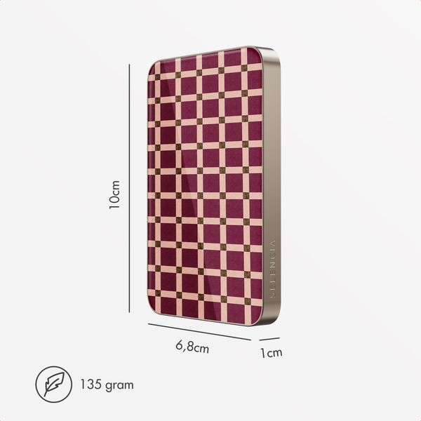 Selencia Vivid Powerbank 5.000 mAh - MagSafe und Qi - Desert Gold / Check This Burgundy