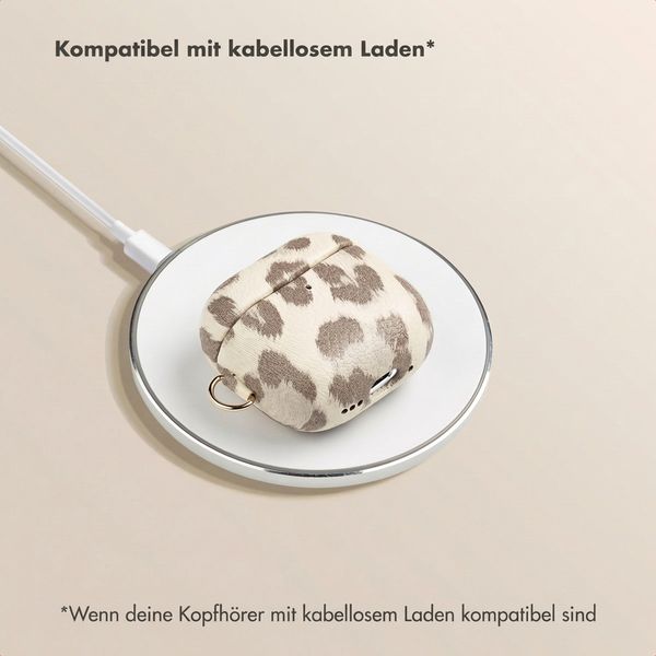 Selencia Sabi Hülle Panthermuster  Apple Airpods 4 - Soft Ivory