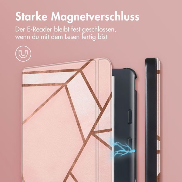 imoshion Design Slim Hard Case Sleepcover mit Stand Kobo Libra Colour - Pink Graphic