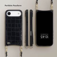 Selencia Nova Croco HandyHülle mit Kordel und Kartenhalter Apple iPhone Air - Schwarz
