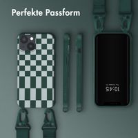 Selencia Silikonhülle design mit abnehmbarem Band für das iPhone 14 - Irregular Check Green