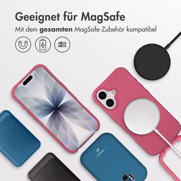 imoshion Color Backcover mit abnehmbarem Handykette und MagSafe Apple iPhone 17 - Raspberry