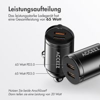 Accezz Autoladegerät | Schnellladegerät mit 2 Ports - 2x USB-C 65 Watt - Schwarz