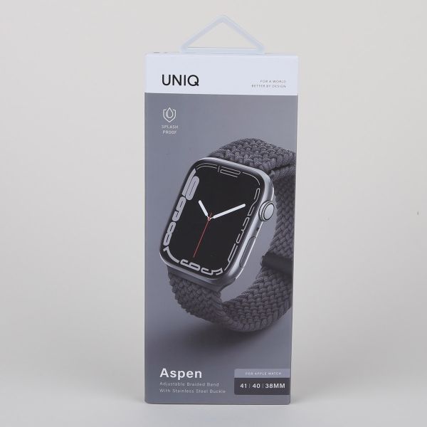 Uniq Aspen Geflochtenes Armband für das  Apple Watch Series 1 t/m 9 / SE (38/40/41 mm) | Series 10 / 11 (42 mm) - Granite Grey