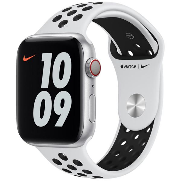 Apple Nike Sport Band für Apple Watch Series 1 bis 9 / SE (38/40/41 mm) | Series 10 (42 mm) - Pure Platinum/Black