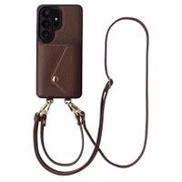 Selencia Sera HandyHülle mit Kordel und Umschlag-Kartenhalter Samsung Galaxy S26 Ultra - Chocolate Brown