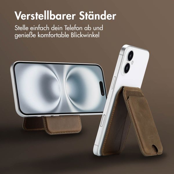 Accezz Vintage Leder MagSafe Kartenhalter mit Ständer - Rustic Brown