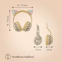 imoshion Special Edition - Kabellose Kinderkopfhörer mit Leopardenmuster LED Light Cat Ear - Dezibelbegrenzer - Mit AUX-kabel - Leopard