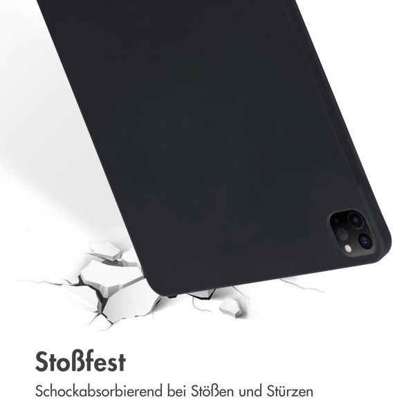 Accezz Liquid Silicone Back Cover mit Stifthalter Apple iPad Pro 12.9 (2022) / Pro 12.9 (2021) / Pro 12.9 (2020) - Schwarz