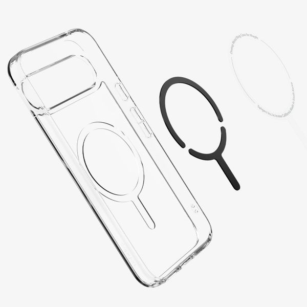 Spigen Ultra Hybrid Back Cover Metal Ring MagFit für das Google Pixel 9 Pro XL - Transparent / Weiß