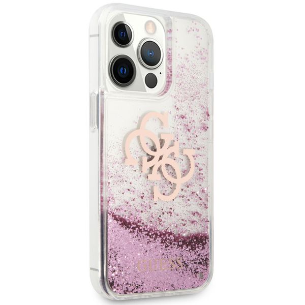 Guess 4G Logo Liquid Glitter Back Cover für das iPhone 13 Pro - Pink