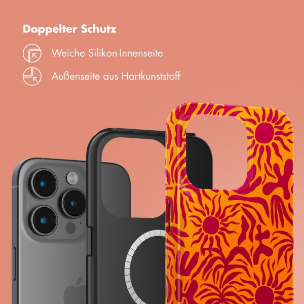 Selencia Vivid Tough Back Cover mit MagSafe für das iPhone 15 Pro - Tropical Vibes Apricot