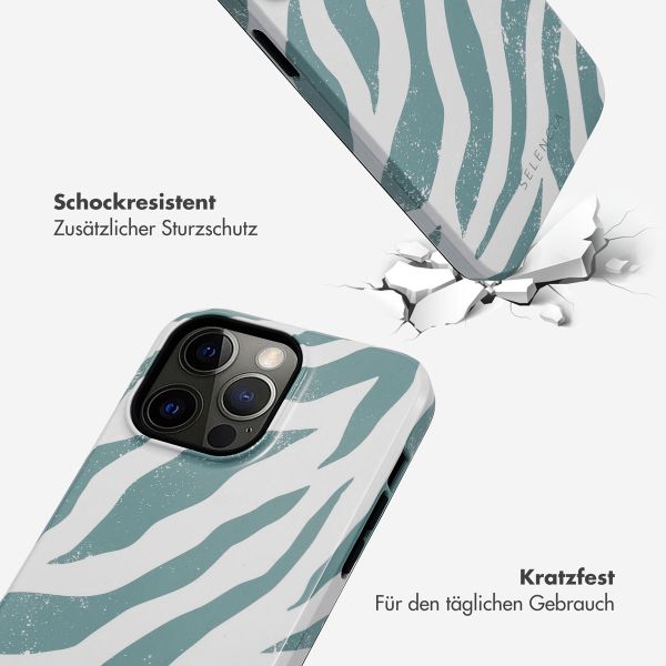 Selencia Vivid Tough Back Cover für das Apple iPhone 14 Pro Max - Colorful Zebra Pine Blue