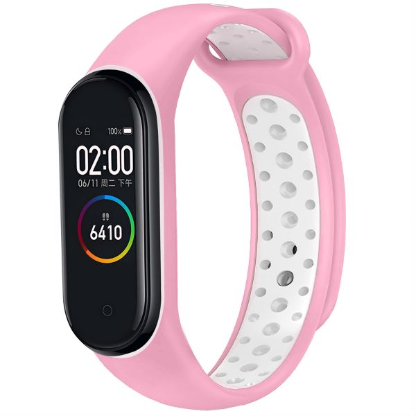 imoshion Silikonband Sport für das Xiaomi Mi Band 3 / 4 - Rosa / Weiß