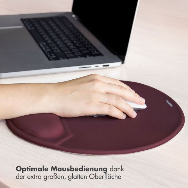 imoshion Ergonomisches Mauspad - Mauspad mit Handgelenkstütze - 30 x 25 cm - Bordeaux