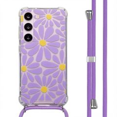 imoshion Design Hülle mit Band Samsung Galaxy S23 - Tropical Violet Flowers Connect
