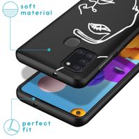 imoshion Design Hülle Samsung Galaxy A21s - Abstraktes Gesicht - Weiß