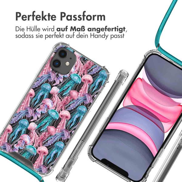 imoshion Design Hülle mit Band Apple iPhone 11 - Jellyfish Watercolor