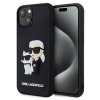 Karl Lagerfeld Karl & Choupette 3D Rubber Hardcase Backcover für das iPhone 15 - Schwarz