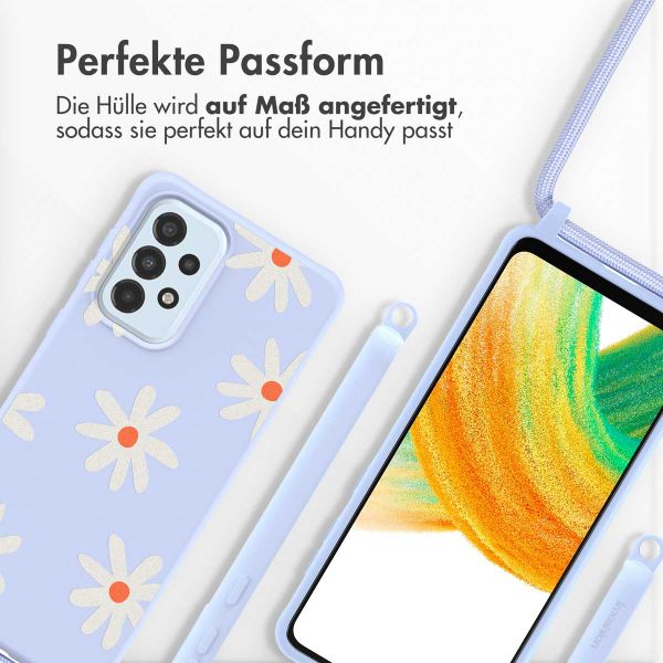 imoshion Silikonhülle design mit Band für das Samsung Galaxy A33 - Lila Flower Distance