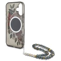 Guess MagSafe IML Flowers Case mit Beads Strap Apple iPhone 16 - Schwarz